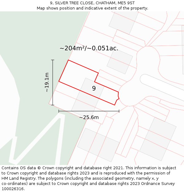 9, SILVER TREE CLOSE, CHATHAM, ME5 9ST: Plot and title map