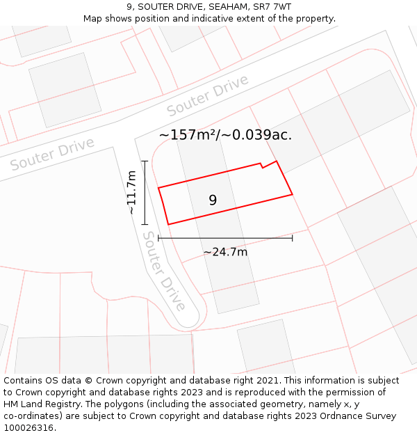9, SOUTER DRIVE, SEAHAM, SR7 7WT: Plot and title map