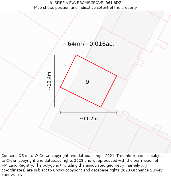9, SPIRE VIEW, BROMSGROVE, B61 8DZ: Plot and title map