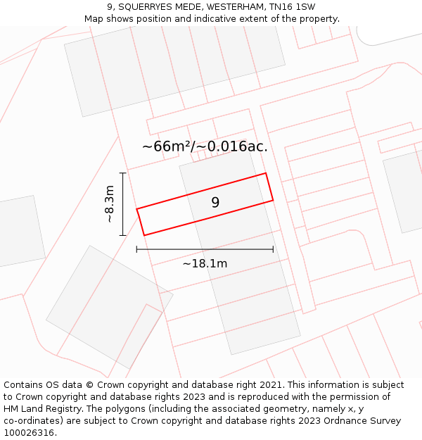 9, SQUERRYES MEDE, WESTERHAM, TN16 1SW: Plot and title map