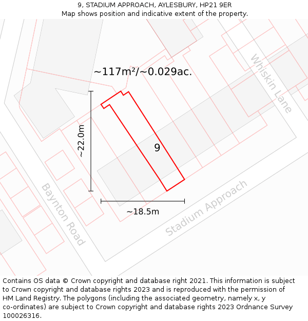 9, STADIUM APPROACH, AYLESBURY, HP21 9ER: Plot and title map