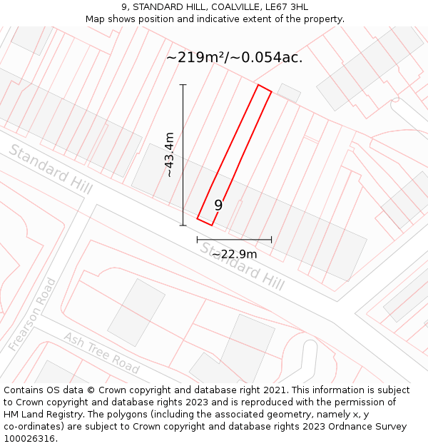 9, STANDARD HILL, COALVILLE, LE67 3HL: Plot and title map
