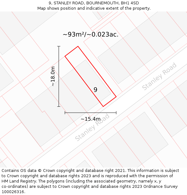 9, STANLEY ROAD, BOURNEMOUTH, BH1 4SD: Plot and title map