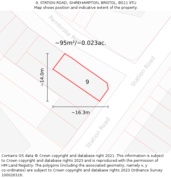 9, STATION ROAD, SHIREHAMPTON, BRISTOL, BS11 9TU: Plot and title map