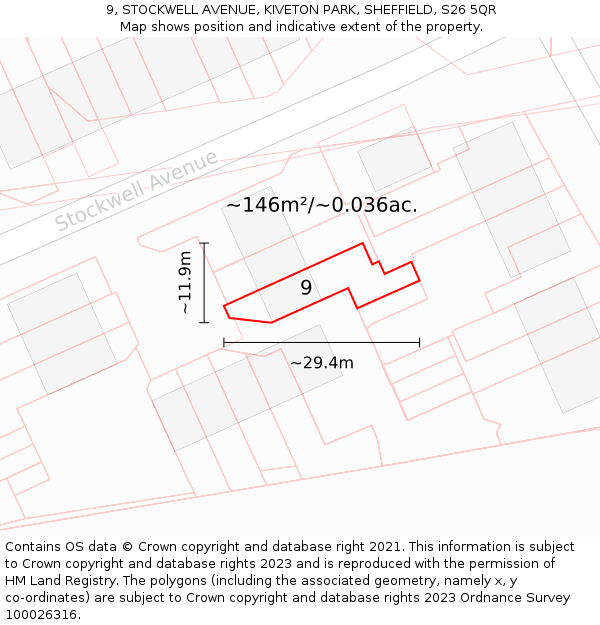 9, STOCKWELL AVENUE, KIVETON PARK, SHEFFIELD, S26 5QR: Plot and title map