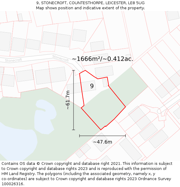 9, STONECROFT, COUNTESTHORPE, LEICESTER, LE8 5UG: Plot and title map