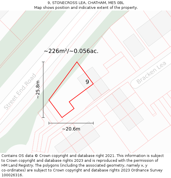 9, STONECROSS LEA, CHATHAM, ME5 0BL: Plot and title map