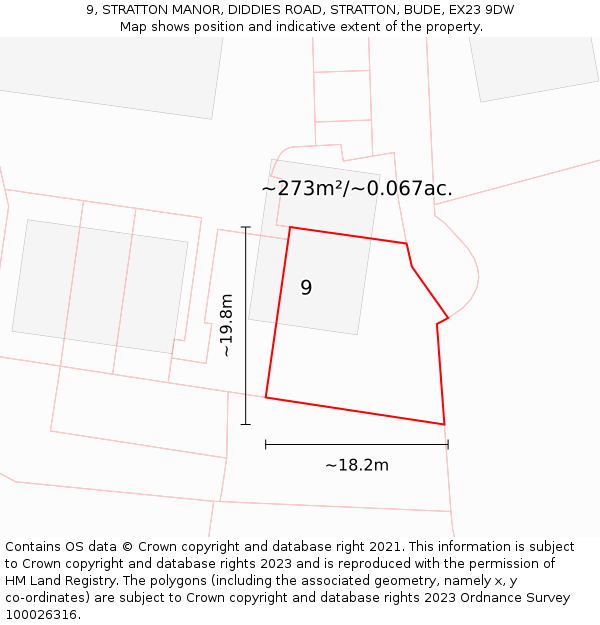 9, STRATTON MANOR, DIDDIES ROAD, STRATTON, BUDE, EX23 9DW: Plot and title map