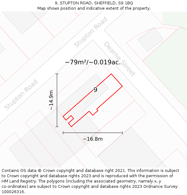 9, STUPTON ROAD, SHEFFIELD, S9 1BQ: Plot and title map
