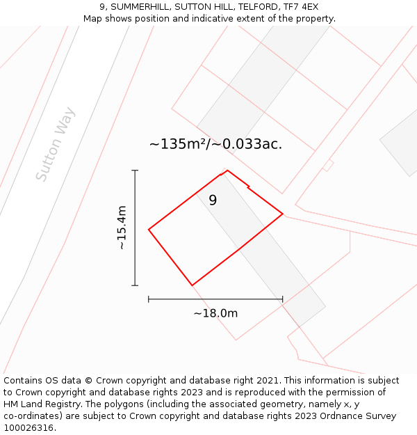 9, SUMMERHILL, SUTTON HILL, TELFORD, TF7 4EX: Plot and title map