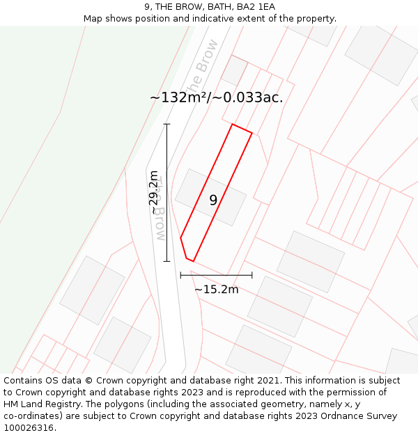 9, THE BROW, BATH, BA2 1EA: Plot and title map
