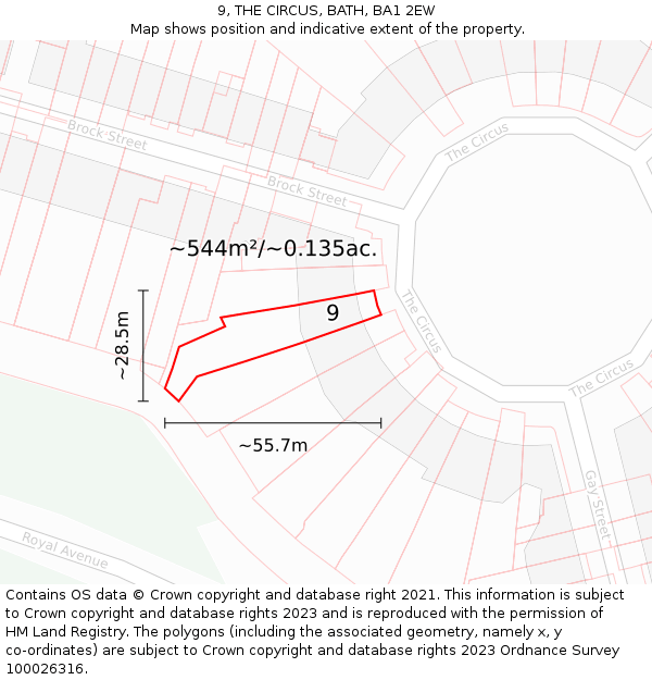 9, THE CIRCUS, BATH, BA1 2EW: Plot and title map