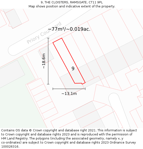 9, THE CLOISTERS, RAMSGATE, CT11 9PL: Plot and title map