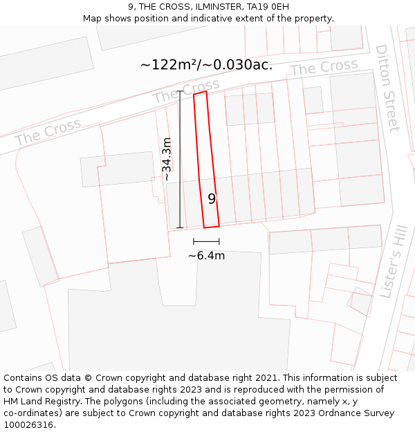 9, THE CROSS, ILMINSTER, TA19 0EH: Plot and title map