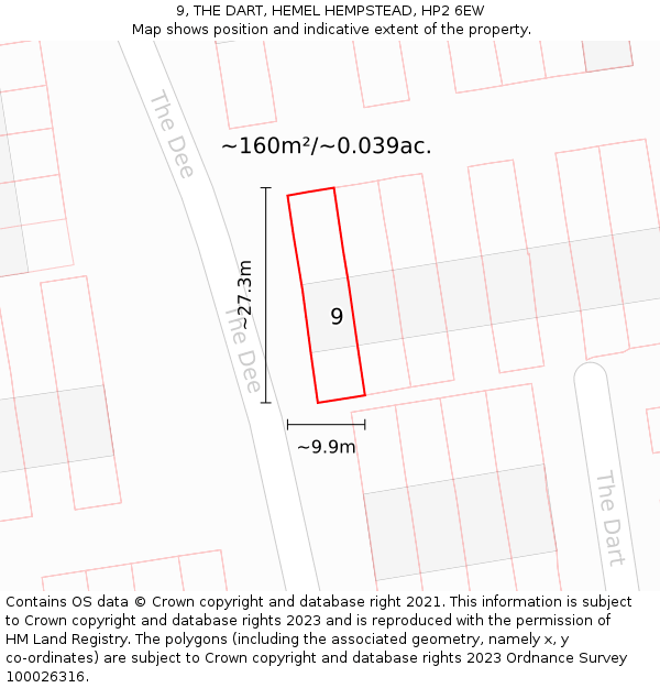 9, THE DART, HEMEL HEMPSTEAD, HP2 6EW: Plot and title map