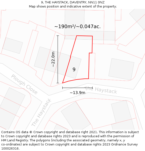 9, THE HAYSTACK, DAVENTRY, NN11 0NZ: Plot and title map
