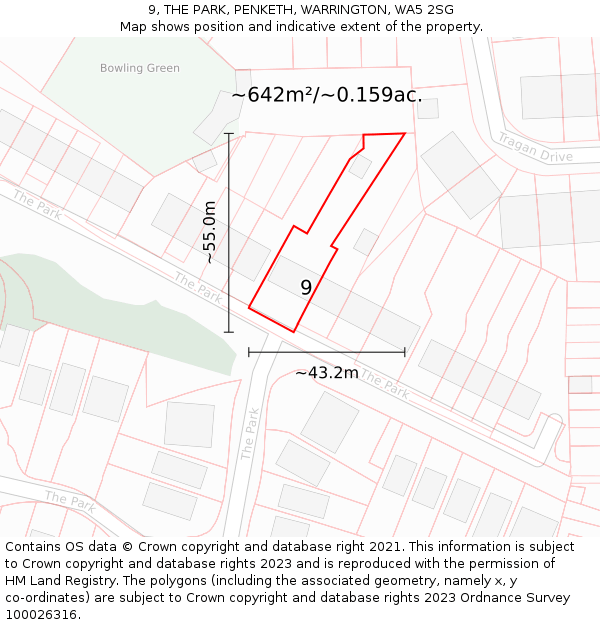 9, THE PARK, PENKETH, WARRINGTON, WA5 2SG: Plot and title map