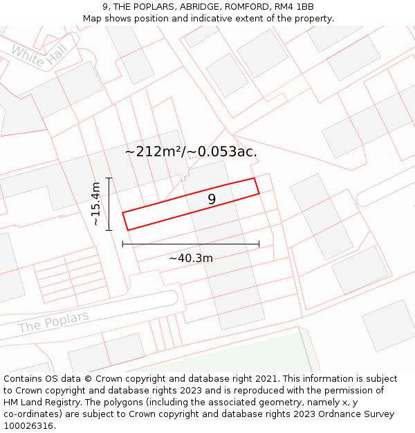 9, THE POPLARS, ABRIDGE, ROMFORD, RM4 1BB: Plot and title map
