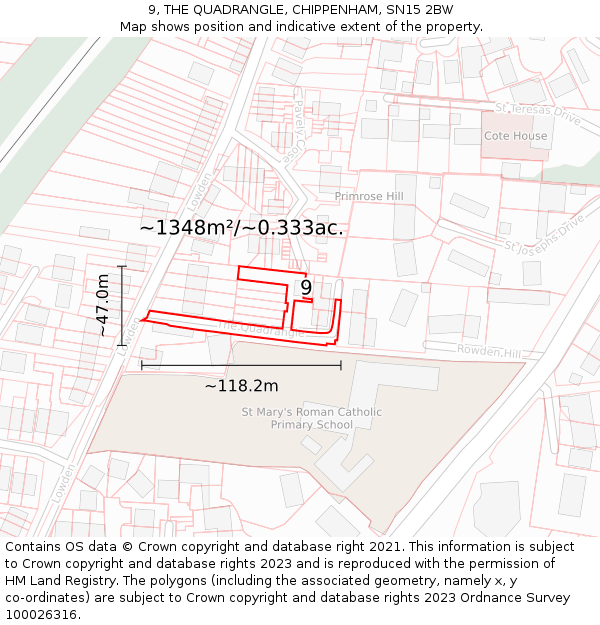 9, THE QUADRANGLE, CHIPPENHAM, SN15 2BW: Plot and title map