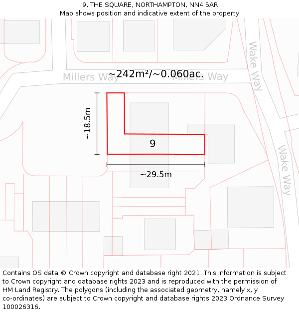 9, THE SQUARE, NORTHAMPTON, NN4 5AR: Plot and title map