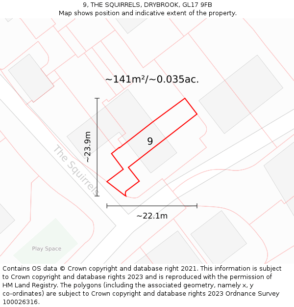 9, THE SQUIRRELS, DRYBROOK, GL17 9FB: Plot and title map