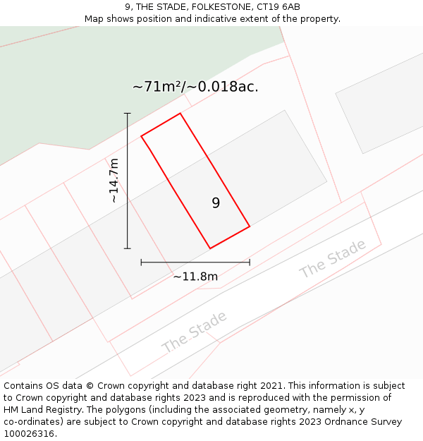 9, THE STADE, FOLKESTONE, CT19 6AB: Plot and title map