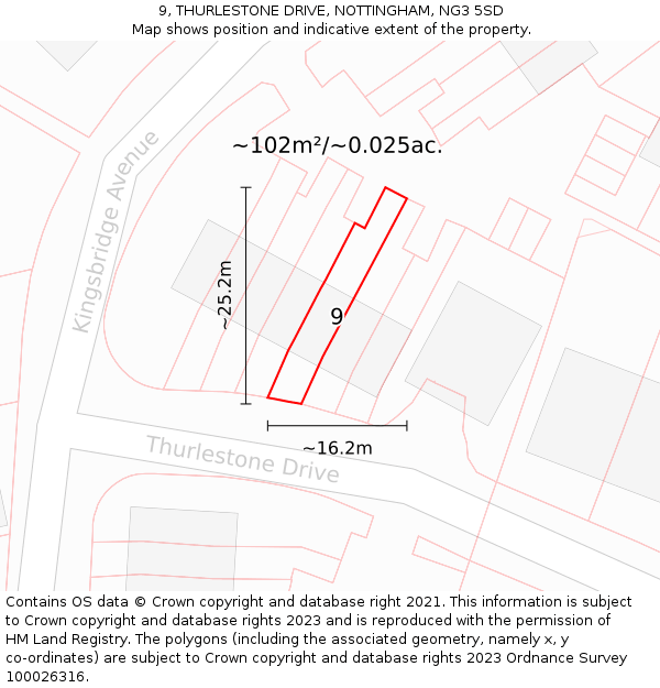 9, THURLESTONE DRIVE, NOTTINGHAM, NG3 5SD: Plot and title map