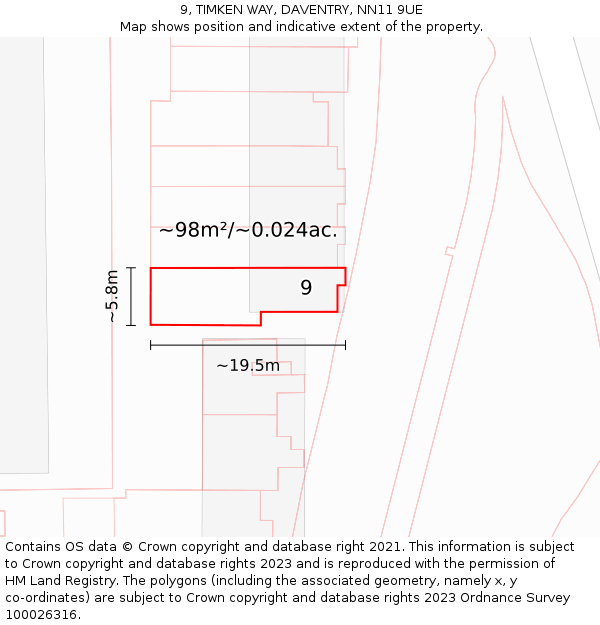 9, TIMKEN WAY, DAVENTRY, NN11 9UE: Plot and title map