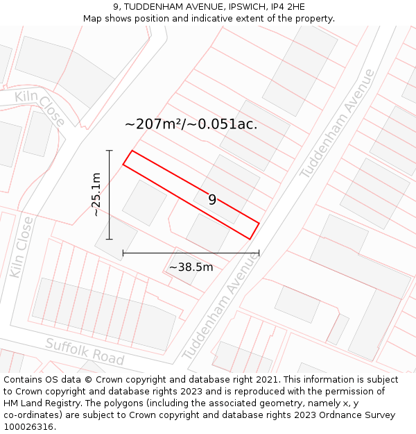 9, TUDDENHAM AVENUE, IPSWICH, IP4 2HE: Plot and title map