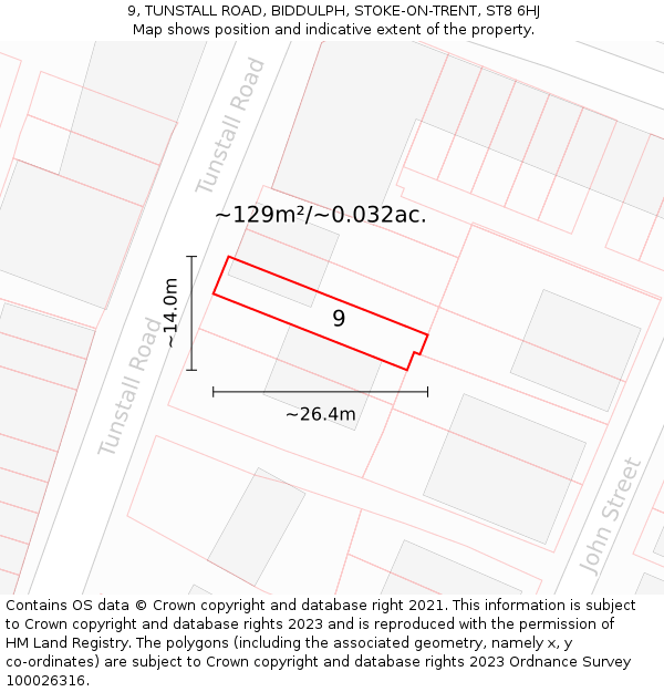 9, TUNSTALL ROAD, BIDDULPH, STOKE-ON-TRENT, ST8 6HJ: Plot and title map