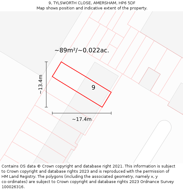 9, TYLSWORTH CLOSE, AMERSHAM, HP6 5DF: Plot and title map