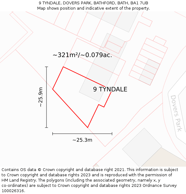 9 TYNDALE, DOVERS PARK, BATHFORD, BATH, BA1 7UB: Plot and title map