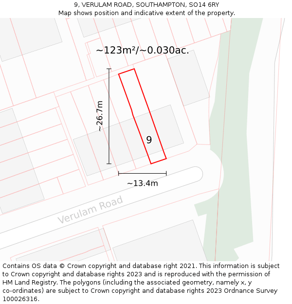 9, VERULAM ROAD, SOUTHAMPTON, SO14 6RY: Plot and title map