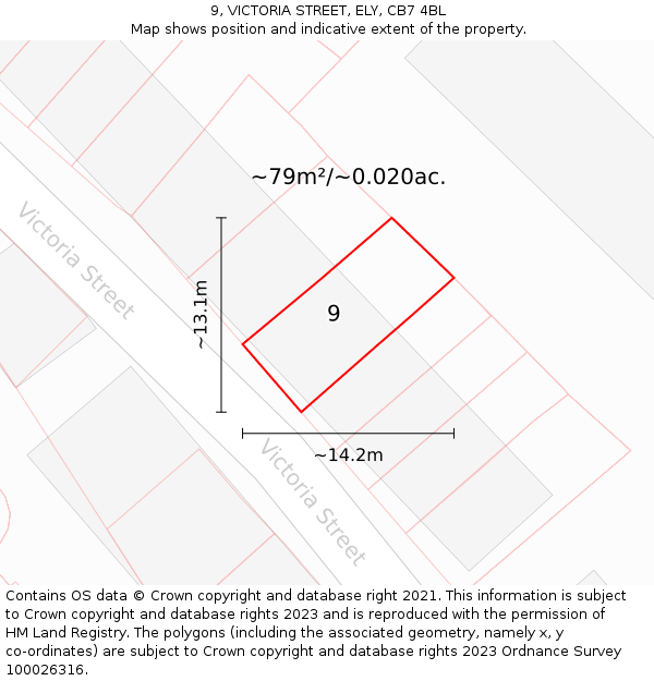 9, VICTORIA STREET, ELY, CB7 4BL: Plot and title map