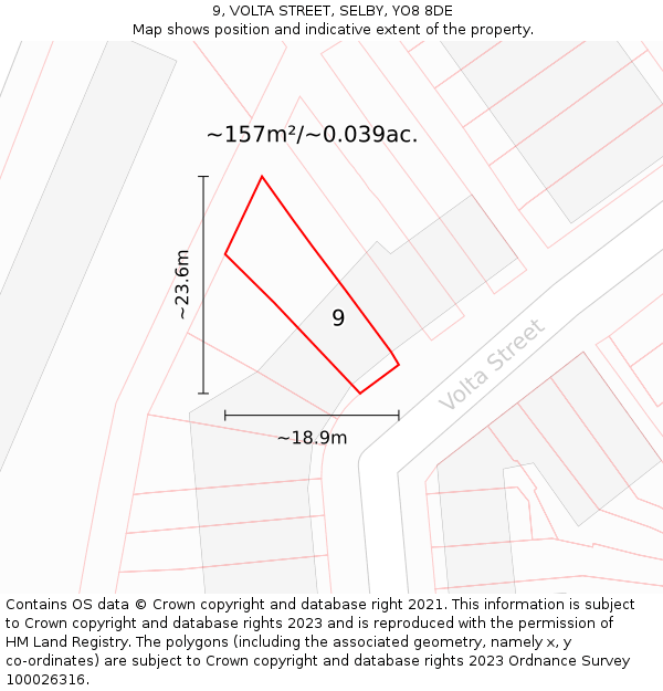 9, VOLTA STREET, SELBY, YO8 8DE: Plot and title map