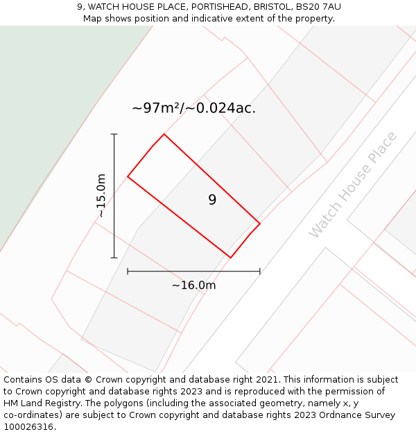9, WATCH HOUSE PLACE, PORTISHEAD, BRISTOL, BS20 7AU: Plot and title map