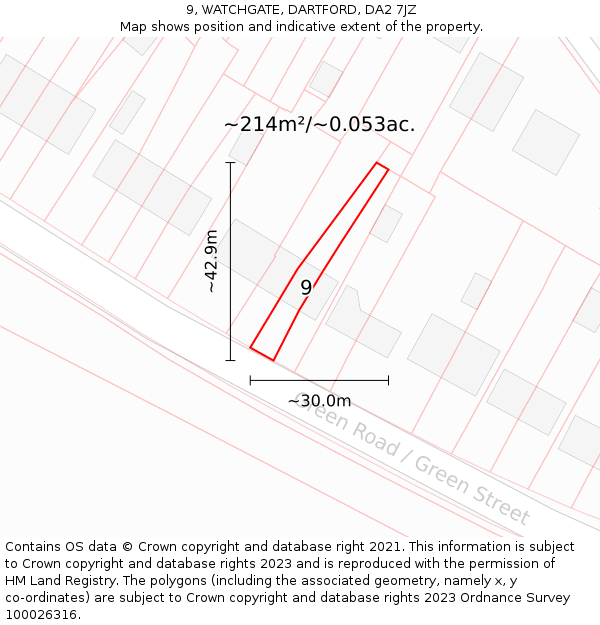 9, WATCHGATE, DARTFORD, DA2 7JZ: Plot and title map