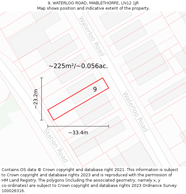 9, WATERLOO ROAD, MABLETHORPE, LN12 1JR: Plot and title map