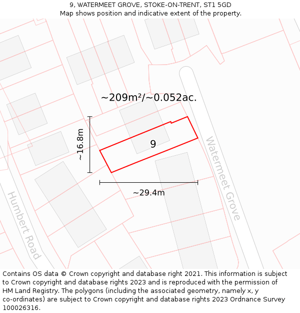 9, WATERMEET GROVE, STOKE-ON-TRENT, ST1 5GD: Plot and title map