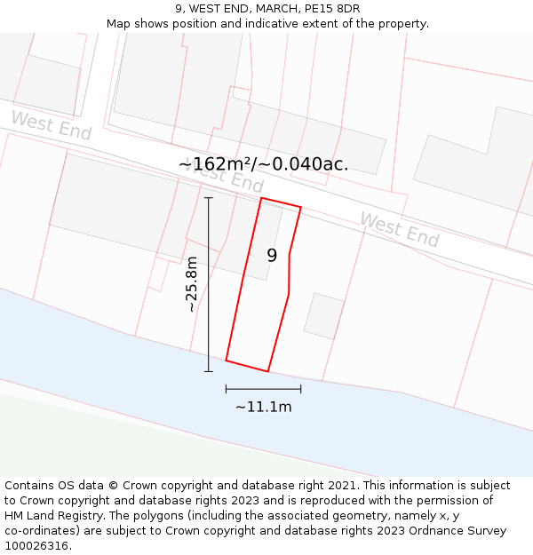9, WEST END, MARCH, PE15 8DR: Plot and title map
