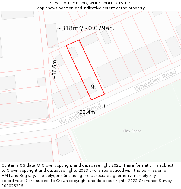 9, WHEATLEY ROAD, WHITSTABLE, CT5 1LS: Plot and title map