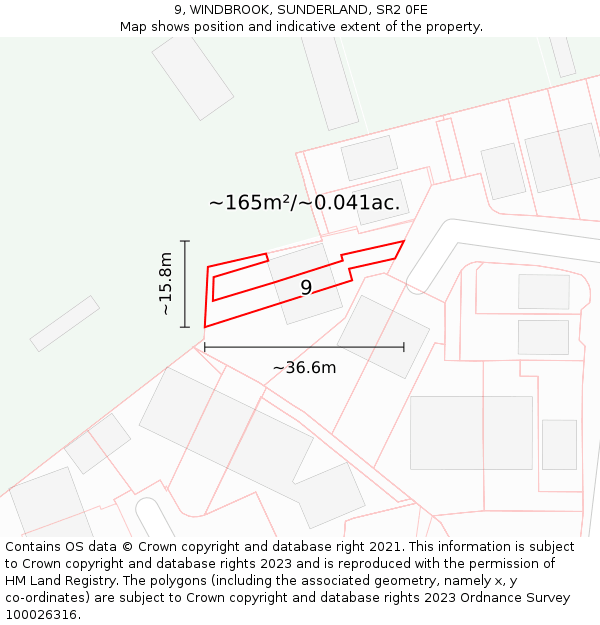 9, WINDBROOK, SUNDERLAND, SR2 0FE: Plot and title map
