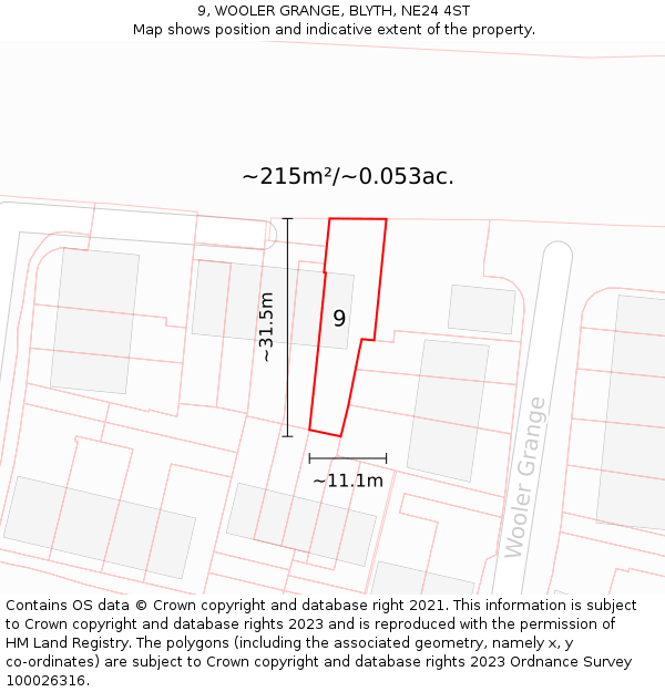 9, WOOLER GRANGE, BLYTH, NE24 4ST: Plot and title map
