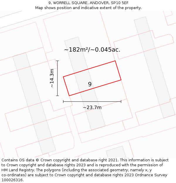 9, WORRELL SQUARE, ANDOVER, SP10 5EF: Plot and title map