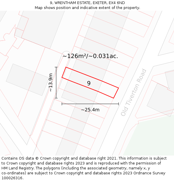 9, WRENTHAM ESTATE, EXETER, EX4 6ND: Plot and title map