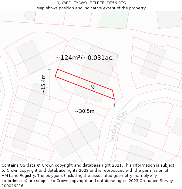 9, YARDLEY WAY, BELPER, DE56 0ES: Plot and title map