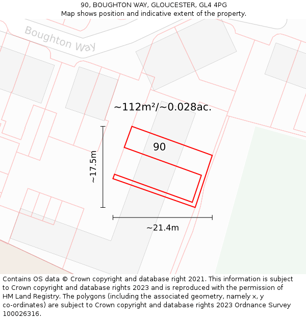 90, BOUGHTON WAY, GLOUCESTER, GL4 4PG: Plot and title map