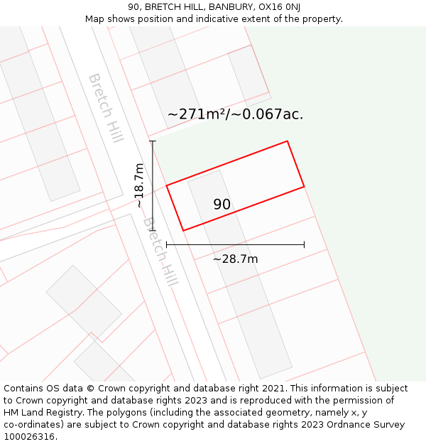 90, BRETCH HILL, BANBURY, OX16 0NJ: Plot and title map