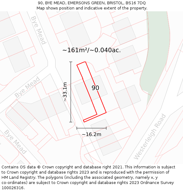 90, BYE MEAD, EMERSONS GREEN, BRISTOL, BS16 7DQ: Plot and title map