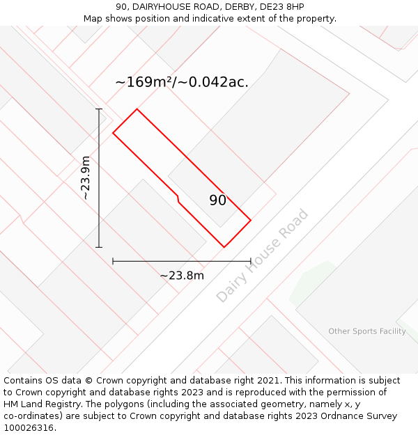 90, DAIRYHOUSE ROAD, DERBY, DE23 8HP: Plot and title map